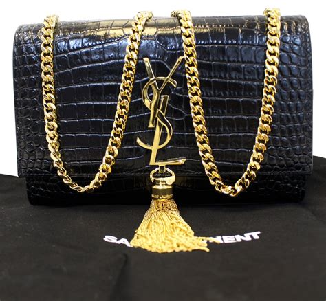 ysl black bag with black chain|YSL black bag gold chain.